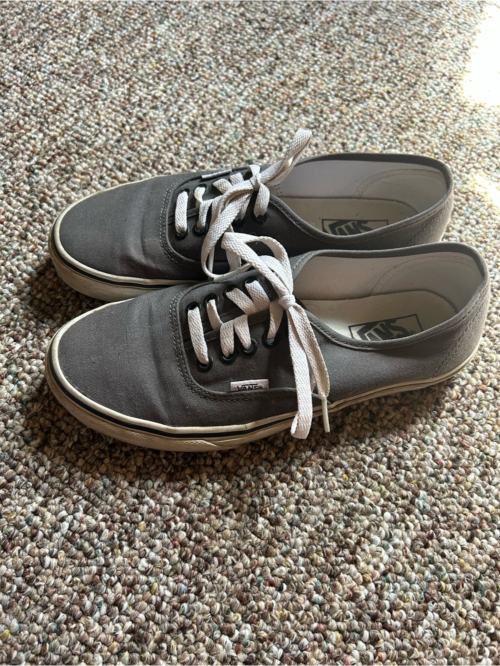Vans Gray Canvas Low-Top Sneakers with White Laces